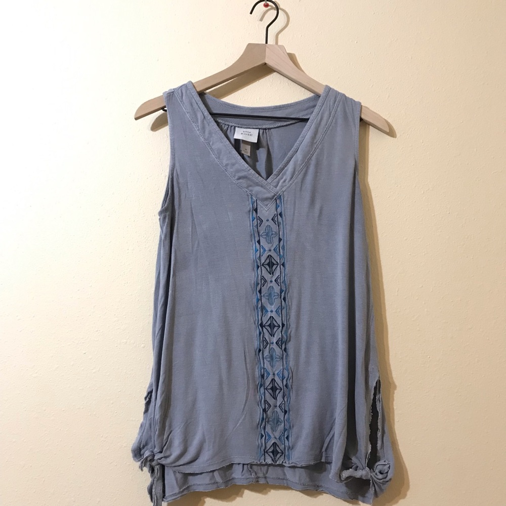 KNOX ROSE blue gray Aztec side knot tank